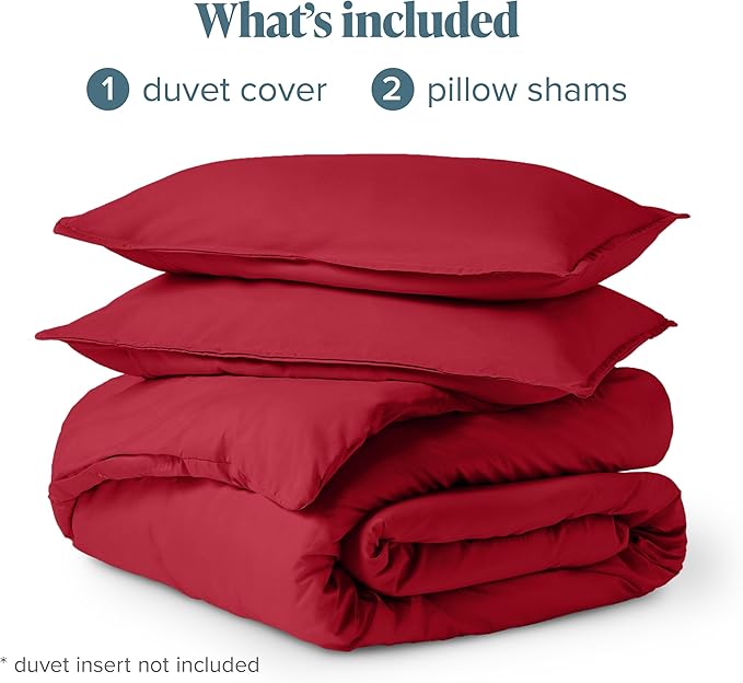 Bare Home Bedding Duvet Cover Queen Size - Premium 1800 Super Soft Collection - Lightweight, Cooling Duvet Cover - Soft Breathable Bedding (Queen, Red)