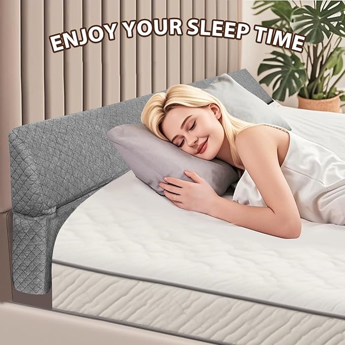 4 Modes Queen Size Pillow Wedge for Headboard Gap, Foldable Bed Wedge Pillow, Bed Gap Filler Fill The Gap (0-7"), Mattress Gap Filler Long Pillow Between Headboard and Mattress (Dark Grey, Queen)