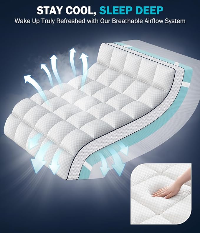 Dual Layer 4 Inch Memory Foam Mattress Topper Full Size, 2" Cooling Gel Memory Foam & 2" Pillow Top Bed Topper, Medium Firm Mattress Cover for Pressure Relief, Deep Elastic Pocket, White