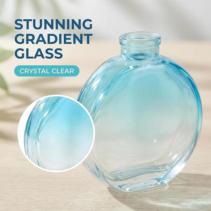 1Pcs 150ml/5oz Gradient Color Empty Glass Diffuser Bottle Aromatherapy Jar Container Fragrance Accessories for DIY Replacement Diffuser (Blue)