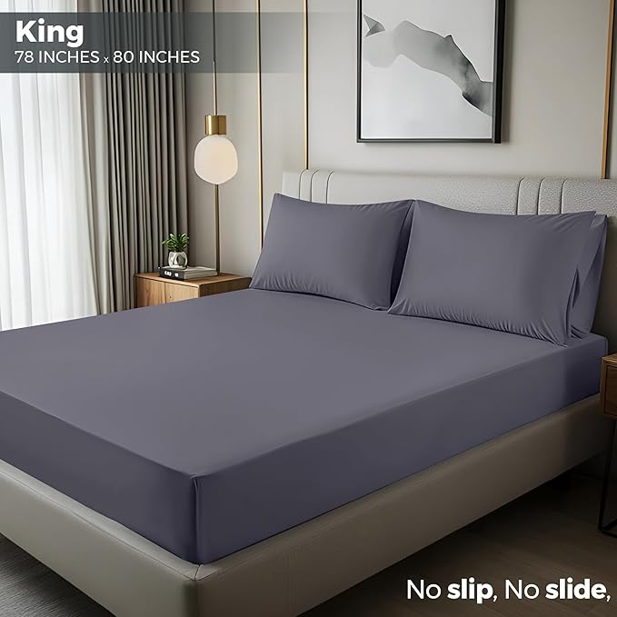 Utopia Bedding King Fitted Sheets - Bulk Pack of 2 Bottom Sheets - Soft Brushed Microfiber - Deep Pockets - Shrinkage & Fade Resistant - Easy Care (King, Grey)
