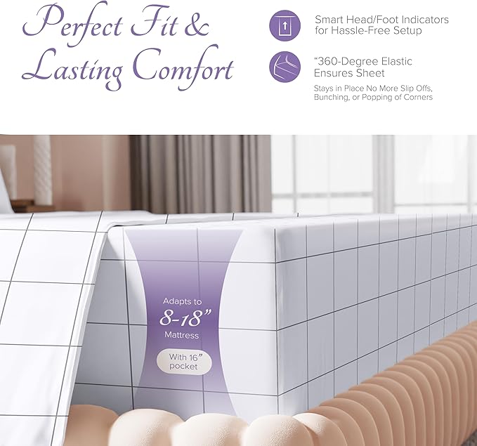Carressa Linen 100% Egyptian Cotton King Size Sheets Set - 600 Series Hydrangeas Printed Egyptian Cotton Sheets King Size (4 PC, White Chex), 16" Deep Pocket Sateen Weave Luxury Bed Sheet