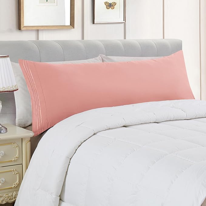 Elegant Comfort Luxury Ultra-Soft 1-Piece Body Pillowcase - 1500 Premium Hotel Quality Microfiber Double Brushed - Wrinkle Resistant, Body Pillowcase Size, Dusty Rose