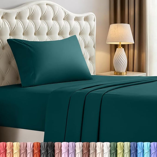 Utopia Bedding Twin Sheet Set – 3 Piece Bed Sheets for Twin Size Bed, Soft and Breathable Microfiber, Includes 1 Fitted Sheet, 1 Flat Sheet and 1 Pillowcase – Oeko Tex (Teal Green)