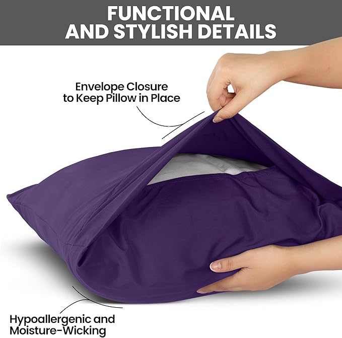 Utopia Bedding Queen Pillow Cases - 2 Pack - Envelope Closure - Soft Brushed Microfiber Fabric - Shrinkage and Fade Resistant Pillow Covers Queen Size 20 X 30 Inches (Queen, Egg Plant)
