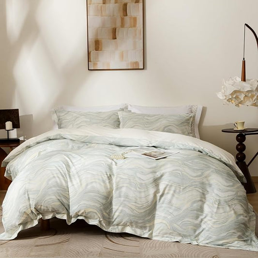 OAITE Duvet Cover Set Queen Size Floral Pattern Ultra Soft 100% Cotton Duvet Cover Sets 3-PC, Breathable Duvet Cover with Zipper Closure & Corner Ties
