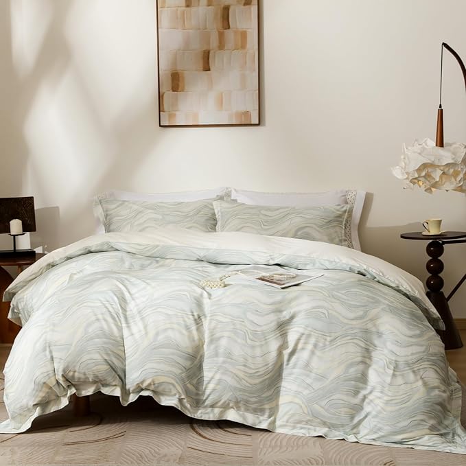 OAITE Duvet Cover Set Twin Size Floral Pattern Ultra Soft 100% Cotton Duvet Cover Sets 3-PC, Breathable Duvet Cover with Zipper Closure & Corner Ties