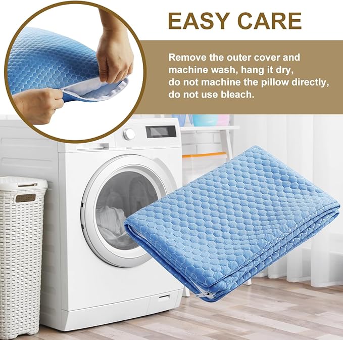 Ivellow Travel Pillow Camping Pillow for Sleeping Cooling Shredded Memory Foam Pillow Compressible Compact Medium Firm,Breathable Soft Cover,Ideal Outdoor Car Backpacking Hiking Essential Gear Blue S