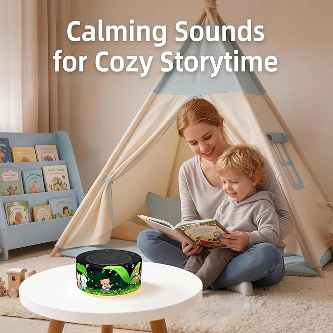 Kipcush White Noise Machine - Soft Non-Glare Nursery Lamp, 30 Soothing Sounds, 8 Color Lights, Max 8-Hour Timer for Baby & Adults (Forest Animals, Standard)