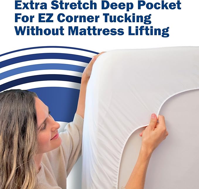 CleanRest Waterproof Mattress Fitted Sheet Protector, Ultimate Defense Against Spills and Wear, MicronOne Allergen Barrier, Breathable, Chemical-Free, Fits Mattress Depths 12" to 21" (Twin)