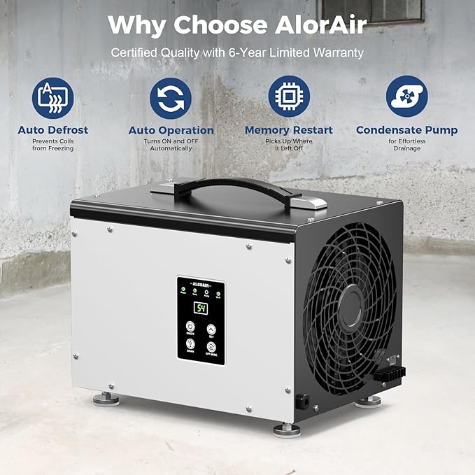 ALORAIR Wi-Fi Crawl Space and Basement Dehumidifier, 70 Pint with Pump, Auto-Defrost, Covers Up to 1000 Sq Ft, Memory Start, cETL Listed, Commercial Grade
