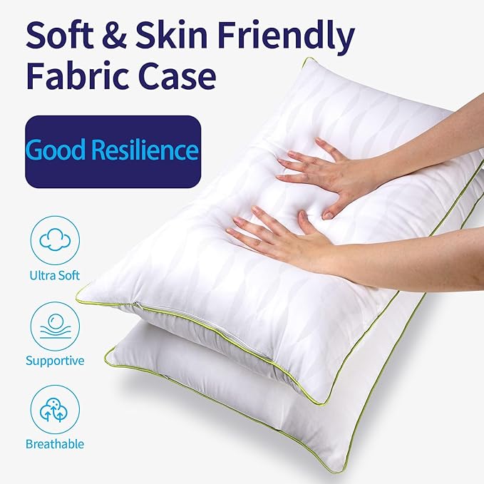 Bed Pillows King Size Set of 2,for Sleeping, Adjustable King Pillows 2 Pack with Zipper, Cooling Hotel Quality with Premium Soft Down Alternative Fill