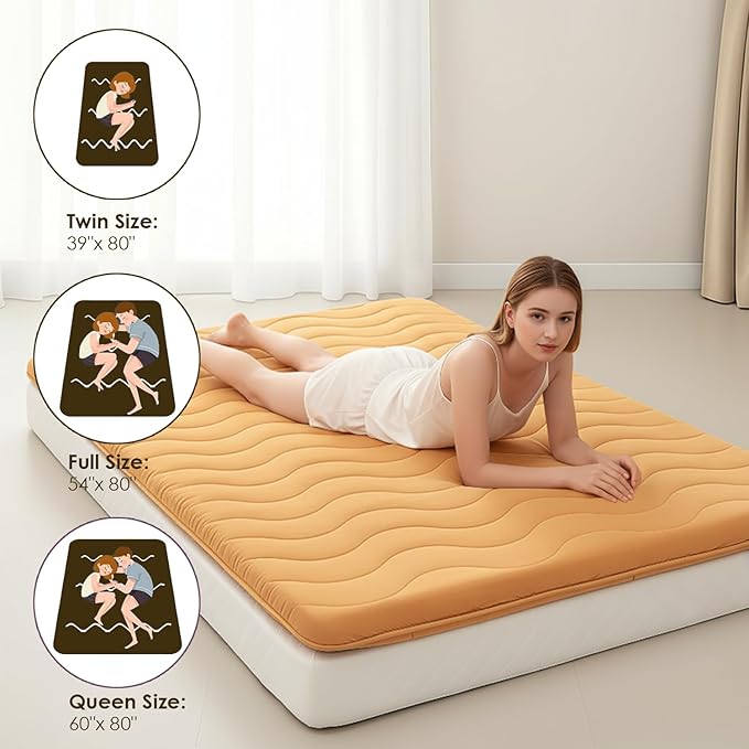 Japanese Floor Mattress, 100% High Density Comfortable Foam, 4" Thicken Foldable Mattress Tatami Mat Sleeping Pad, Ideal for Comfort and Support, Kids Floor Lounger Pillow Bed Sofa, Coffee, Twin