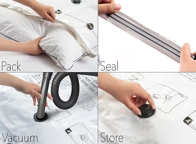 SpaceAid 20 Pack Vacuum Storage Bags, Space Saver Sealer Compression Bags for Comforters, Blankets, Pillows, Bedding, Clothes (4 Jumbo/4 Large/4 Medium/4 Small/4 Roll)