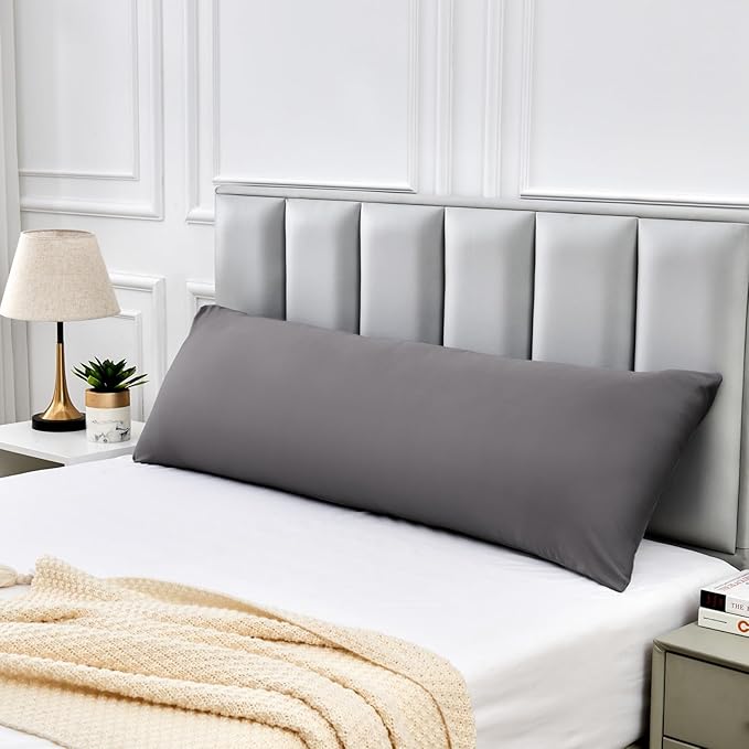 Warmstar Cotton Body Pillow Cover 1 Pack, 600 Thread Count Body Pillow case 20"x54", Long Body Pillow Case Cover Soft Breathable with Envelope Closure,Dark Grey