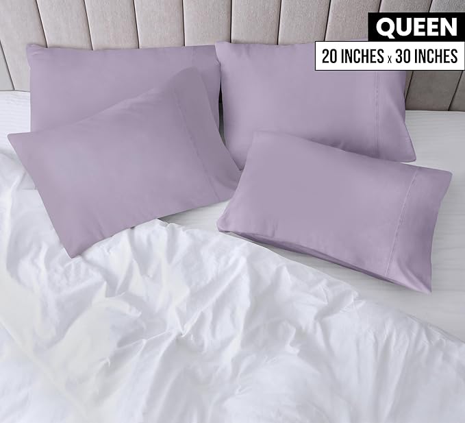 Utopia Bedding Queen Pillow Cases - 4 Pack - Envelope Closure - Soft Brushed Microfiber Fabric - Shrinkage and Fade Resistant Pillow Covers Queen Size 20 X 30 Inches (Queen, Lavender)
