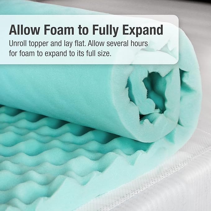DMI Foam Mattress Topper, Egg Crate Foam Pad, Mattress Pad and Bed Topper for Support, Air Circulation, Pressure Relief and Weight Distribution, Full Size Mattress, 50 x 72 x 2, Blue