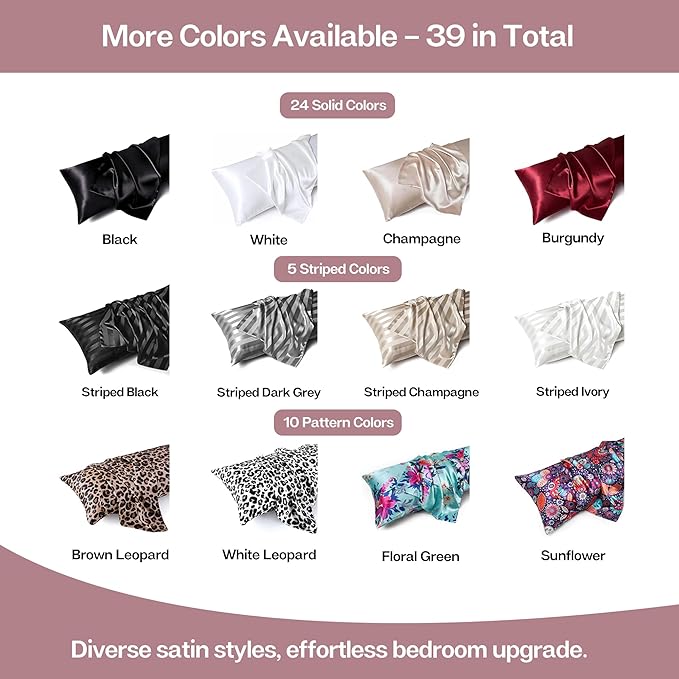 MR&HM Satin Body Pillow Cover, Soft and Breathable Body Pillow Case with Envelope Closure, Cooling and Silky Long Pillowcase for Hair and Skin,Grey (20x54, Rose Taupe)