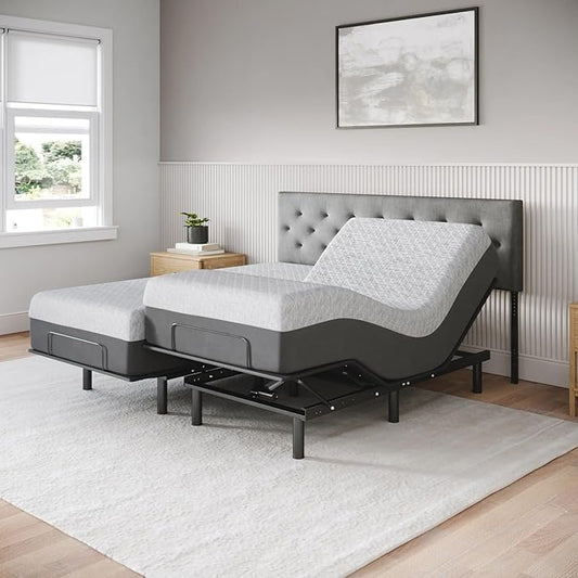 Celestial Aurora Adjustable Bed Base (Frame) + 12 inch Gel Memory Foam Mattress (Medium Soft), Easy Assembly, Head and Foot Lift, Zero Gravity, Memory Positions, CertiPUR-US Bed - Split King