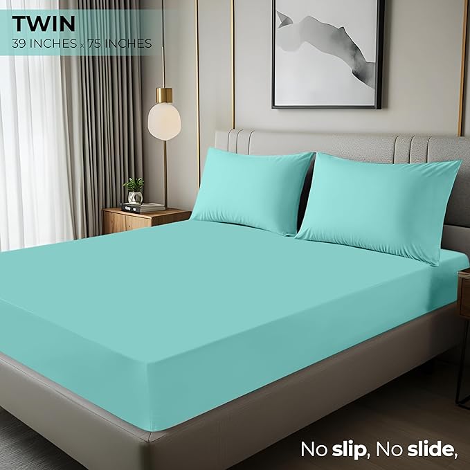 Utopia Bedding Twin Fitted Sheet - Bottom Sheet - Deep Pocket - Soft Microfiber - Shrinkage and Fade Resistant - Easy Care - 1 Fitted Sheet Only (Spa Blue)