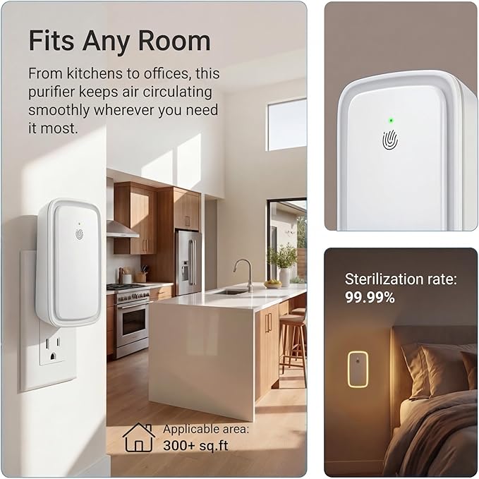 Plug In Air Ionizer 4Pack Negative Ion Air Purifiers Quiet Air Freshener for Home Bedroom Office Basement - Portable Mini Air Cleaner Odor, Smoke, Dust, Pet Smell