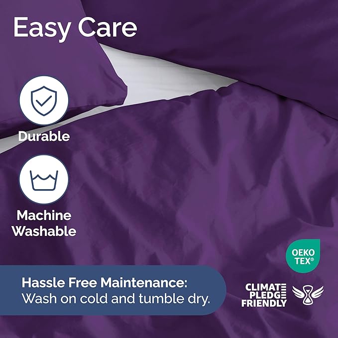Duvet Cover Queen Size Set - Extra Soft Queen Duvet Cover 90" x 90" with 2 Pillow Shams - Hotel Luxury, Easy Care & Fade Free w/ Zipper Closures & Ties - All Season, Comfy, Cozy & Breathable (Purple)