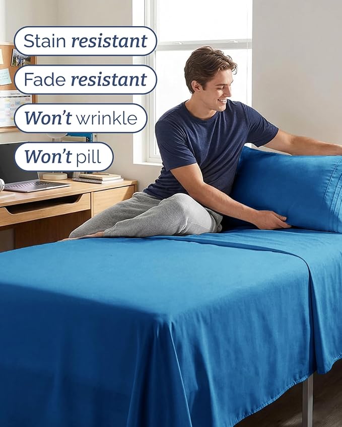 Twin XL Size 3 Piece Sheet Set - Comfy Breathable & Cooling Sheets - Hotel Luxury Bed Sheets for Women & Men - Deep Pockets, Easy-Fit, Soft & Wrinkle Free Sheets - Royal Blue Oeko-Tex Bed Sheet Set