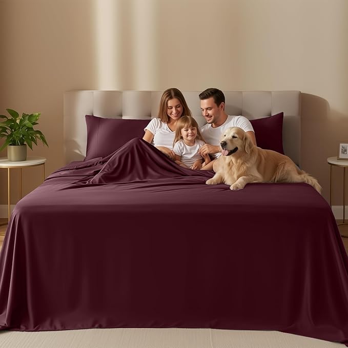 Utopia Bedding Twin Sheet Set – 3 Piece Bed Sheets for Twin Size Bed, Soft and Breathable Microfiber, Includes 1 Fitted Sheet, 1 Flat Sheet and 1 Pillowcase – Oeko Tex (Burgundy)