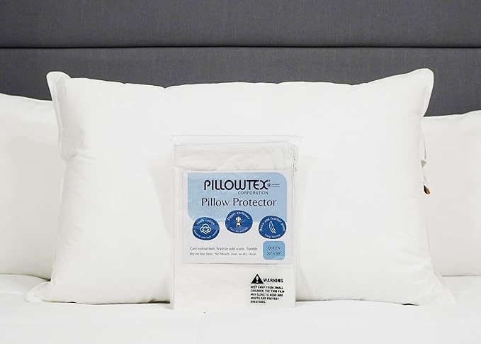 Feather/Down-Proof, 100% Cotton, Pillow Protector - Reduce Pokes with Hypoallergenic, Breathable, Machine Washable, Quiet, Soft Covers - Zippered Enclosure & Machine Washable (1, Queen)