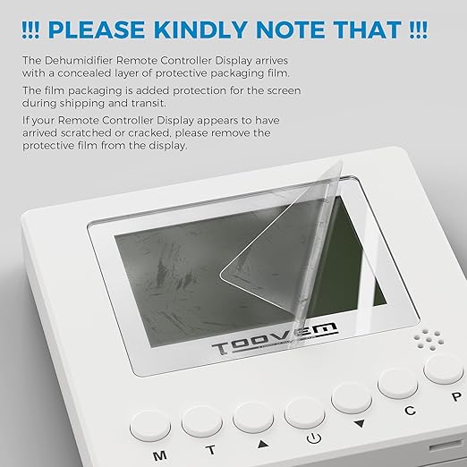 TOOVEM Remote Controller for Digital Humidity, Temperature, Adapt The Humidity Level, for Basement Crawl Space Dehumidifier White