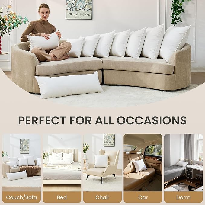 BHZ Euro Throw Pillow Inserts, 26x26 Down Feather Alternative Pillow Inserts Set of 2, Decorative Soft Large Square White Throw Pillows Insert for Couch Bed Dorm Sofa with Breathable Cover