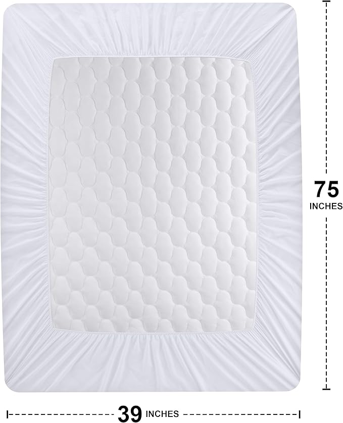 Utopia Bedding 2 Pack Waterproof Mattress Protector, Twin Mattress Pad, Noiseless Quilted Fitted Cover with Deep Pocket Stretches up to 16 Inches (White)