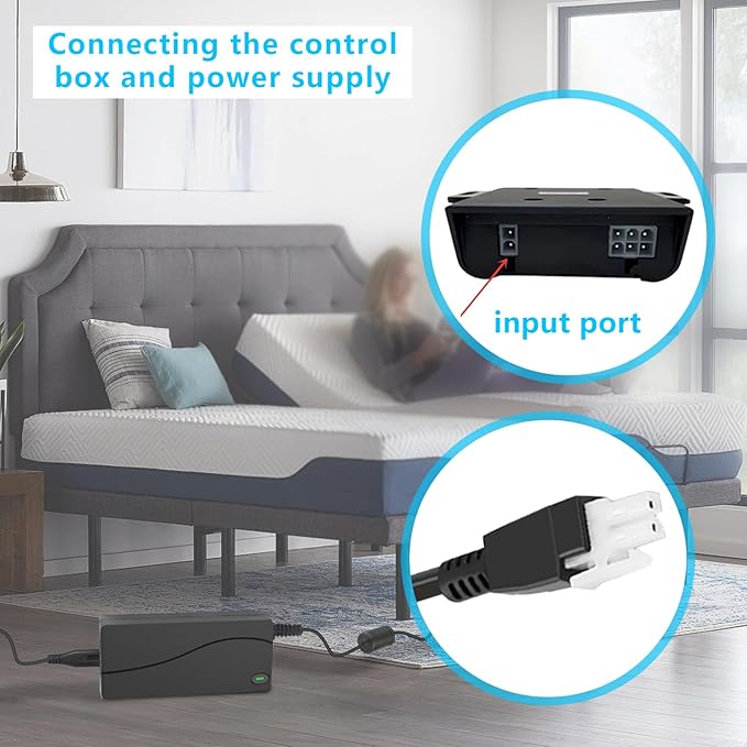 Adjustable Bed Base Power Supply Adapter Kit for Tempurpedic Ergo/Extend/Sealy Ease and Serta New Generation Electric 3 Piece Electric Bed Switching Power Adapter Replacement Parts