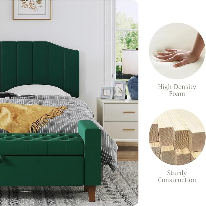 Furpopup King Size Headboard Only, Velvet Upholstered Headboard King/California King Size Wall Mount and Bed Frame Mount, Featuring High-Density Sponge Padding Easy Assembly Comfort Style-Jade Green