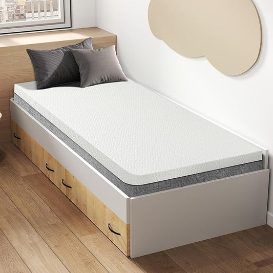 Czpalo 4 Inch Gel Memory Foam Mattress Topper Twin XL, Cooling Mattress Topper with Removable & Washable Bamboo Cover, CertiPUR-US Certified