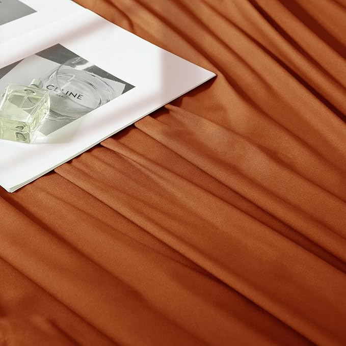 Manyshofu 4 Piece Split Head King Sheets Sets for Adjustable Bed Sheet, Flex Head Split Top King Sheets Burnt Orange Sheet Set - 1800 Thread Count Bedding Set with 14-16 Inch Deep Pockets