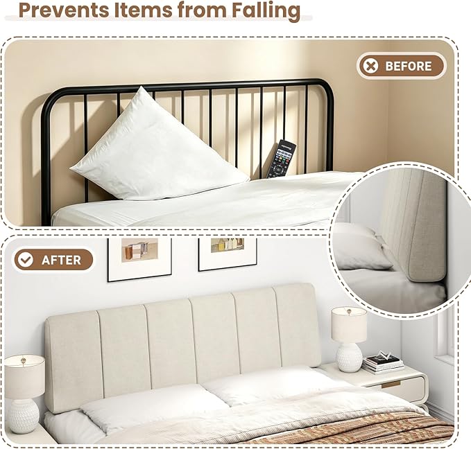 Queen Size Headboard Only-No Assembly, Upholstered Headboard Queen Size Linen Fabric Modern Style Headboards Extra-Thick, Beige