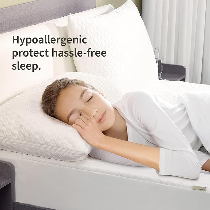 CoolShields Pillow Protector (4 Pack) Queen – Waterproof Zippered Pillow Covers, Hypoallergenic, Premium Pillowcase Encasement for Better Sleep