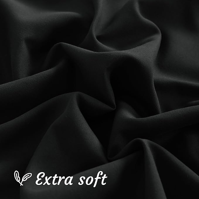 NTBAY Queen Pillow Cases Set, 2 Pack Brushed Microfiber 20x30 Inches, Soft, Wrinkle, Fade, Stain Resistant Black Pillow Cases with Envelope Closure