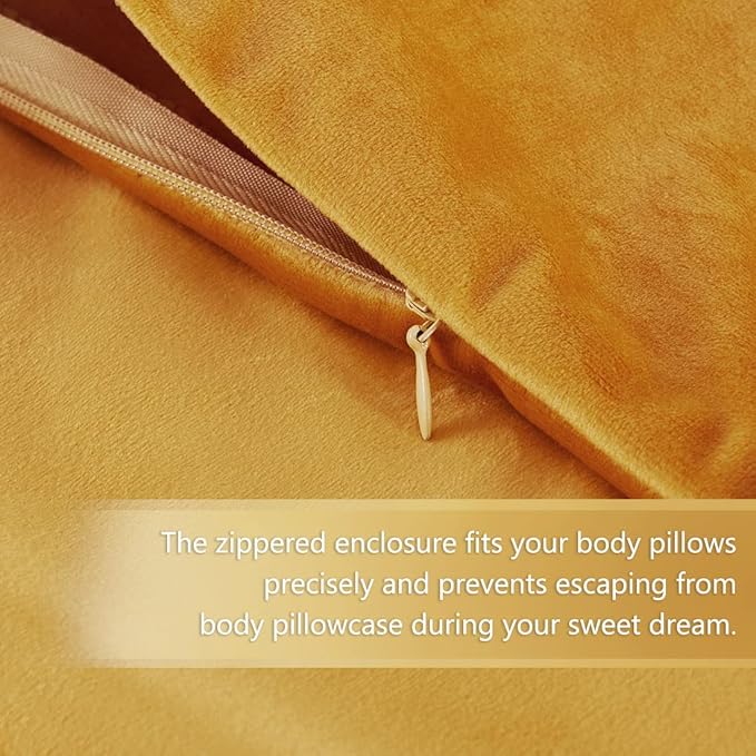 StangH Bed Pillow Pillowcase Thick Soft Velvet Fabric Zippered Covers for Bed/Couch/Sofa Decorative, Queen Size (Warm Gold, 20 x 30 inches) Pillowcases Set of 2, Warm Cozy Pillow Protector
