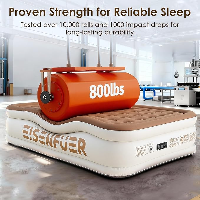 Air Mattress Full with Built-in Pump – 18" Raised Inflatable Bed with High Speed Built-in Pump, Stable and Durable, colchón inflable, Carry Bag, Cozy Guest Air Bed for Sleepovers, Glamping, Moving
