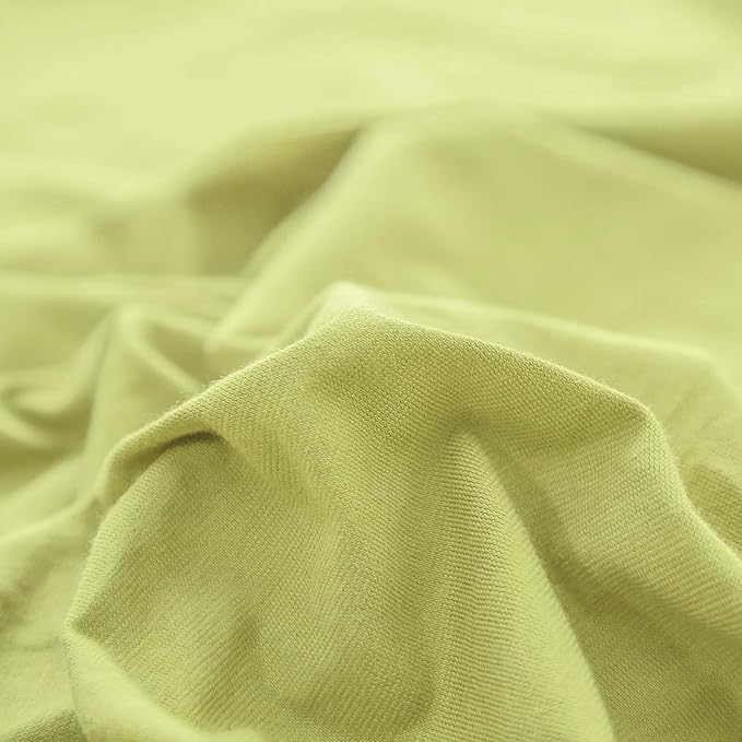 PURE ERA Jersey Knit Duvet Cover Set 100% T-Shirt Cotton Super Soft Comfy 2pc Bedding Set with Zipper Closure (Yellow Green, Twin)