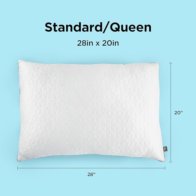 Brookstone Cool Sense Down Alternative Pillow 2 Pack - Cold Cooling Pillows for Hot Sleepers - CoolSense Pillows for Sleeping - Stay Cool and Comfortable All Night - White, Standard/Queen Size