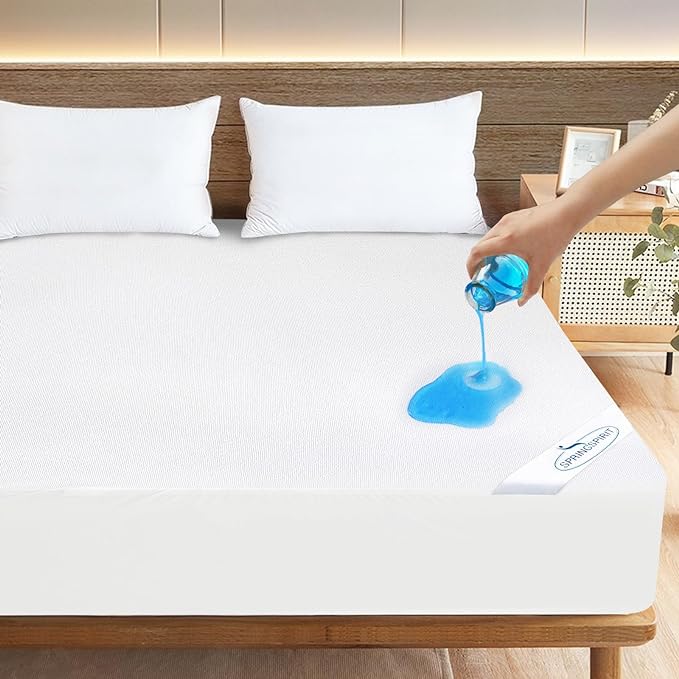 King Size Mattress Cover Protector 100% Waterproof Noiseless Mattress Topper Pad Bed Sheets Fitted up to 18'' Breathable Terry Ultra Soft & Skin-Friendly Mattress Protector King Machine Wash