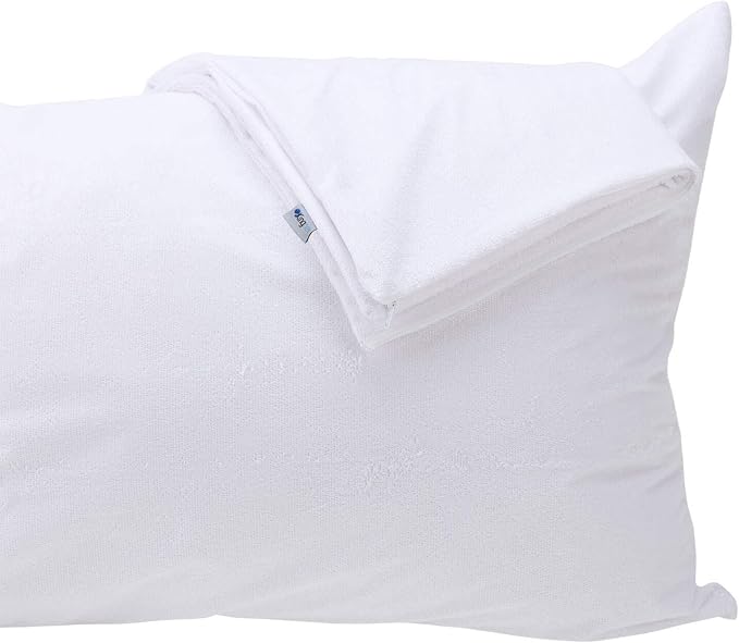 Kingnex Feather Proof Pillow Protectors Queen Size with Zipper Set of 2-100% Waterproof - Down Proof - Bamboo Viscose Terry Surface