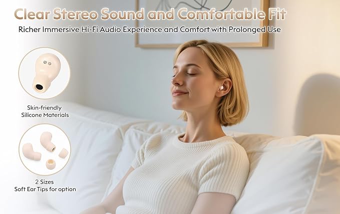 Smallest Sleep Earbuds for Side Sleepers, [Upgrade 2026 Version] Ultra-Comfort & Lightweight Wireless Mini Sleep Headphones, No Low Battery Beep Noise Isolation Ear Buds for Sleeping Working