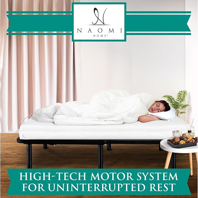 Naomi Home Serenity Full Adjustable Bed Base, Zero Gravity, Wireless Remote, USB Ports, 800 lb Capacity, Black Metal Frame, Easy Assembly for Enhanced Comfort and Relaxation