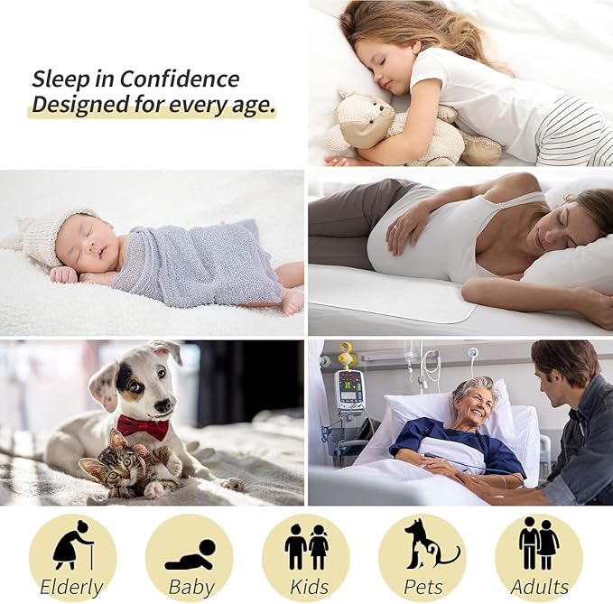 CoolShields Waterproof Bed Pads Incontinence Washable Reusable Bedwetting Mattress Protector Pad for Kids, Adults, Elderly, and Pets 44'' x 52'' (1 Pack)
