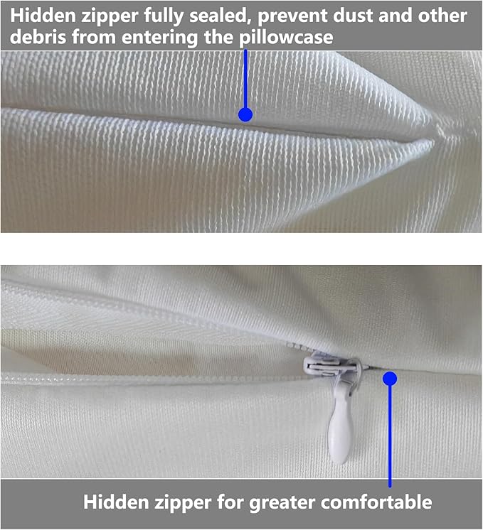 Waterproof Pillow Protectors 10 Pack King 20x38 Inches with Hidden Zipper Dust Moisture Sweat Proof Pillow Case Cover Protector Soft Comfortable White (10, King 20x38 Inch)