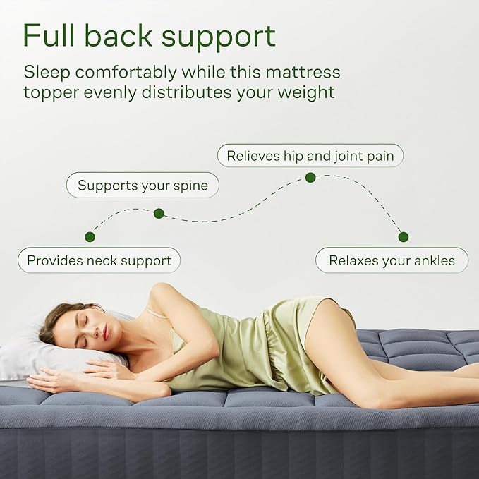 Niagara Sleep Solution Ultra Soft Queen RV Size Mattress Topper - Rayon Derived from Bamboo Pillow Top Mattress Pad for Back Pain Relief - Naturally Cooling for Hot Sleepers, Gray